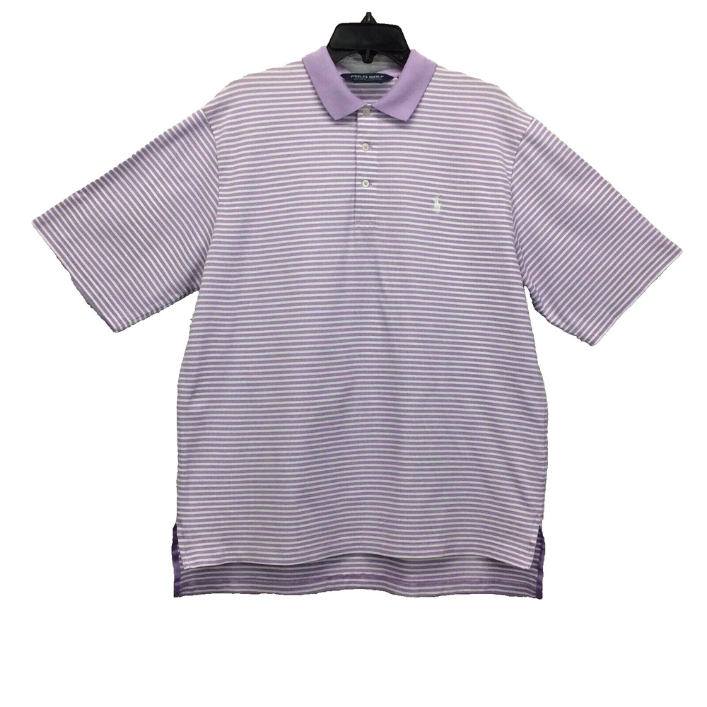 Polo Golf Ralph Lauren Polo Shirt Men's Size L Purple/White Striped Athleisure